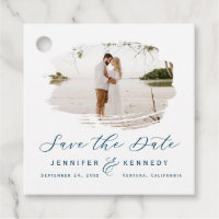 Navy Blue Romantic Brushframe Save the Date