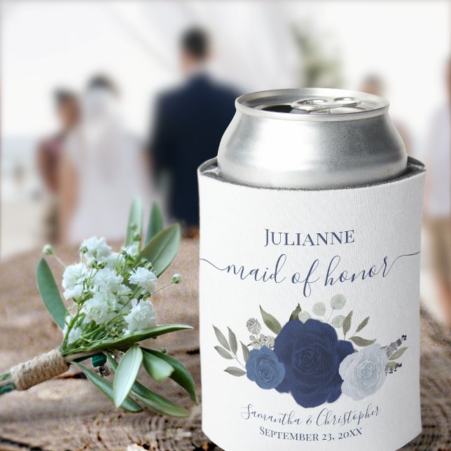 Navy Blue Rose Elegante Trauzeugin Hochzeit Dosenkühler (Von Creator hochgeladen)