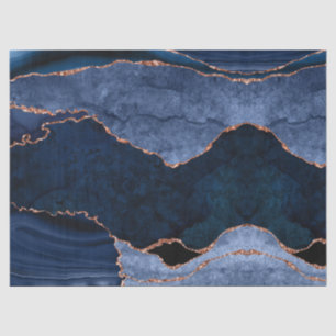 Navy Blue Rose Gold Agate Geode Modern Abstrakt Seidenpapier
