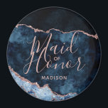 Navy Blue & Rose Gold Agate Marble Trauzeugin Magnet<br><div class="desc">Navy Blue & Rose Gold Foil Watercolor Marmor Agate Gilded Geode Design,  mit modernen und Script-Schriftart. Trendy und Chic Wedding Trauzeugin Magnet! ~ Karo mein Shop zu sehen,  die gesamte Hochzeitssuite für dieses Design!</div>