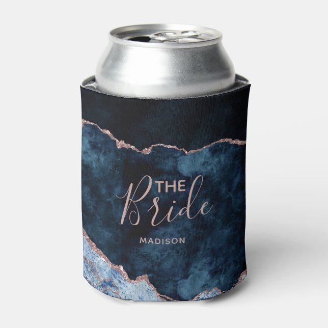 Navy Blue & Rose Gold Foil Agate Marbella The Brid Dosenkühler (Kanne Vorderseite)