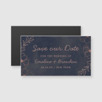 Navy Blue & Rose Gold Foil Floral Rettete unser Da