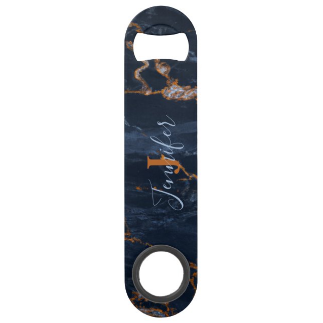 Navy Blue Rose Gold Marble Speed Flasche Opener Speed Flaschenöffner (Vorderseite)