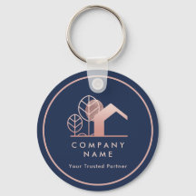 Navy Blue Rose Gold Qr Code für moderne Hauslogos