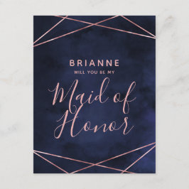 Navy Blue & Rose Gold werden Sie meine Trauzeugin Einladung