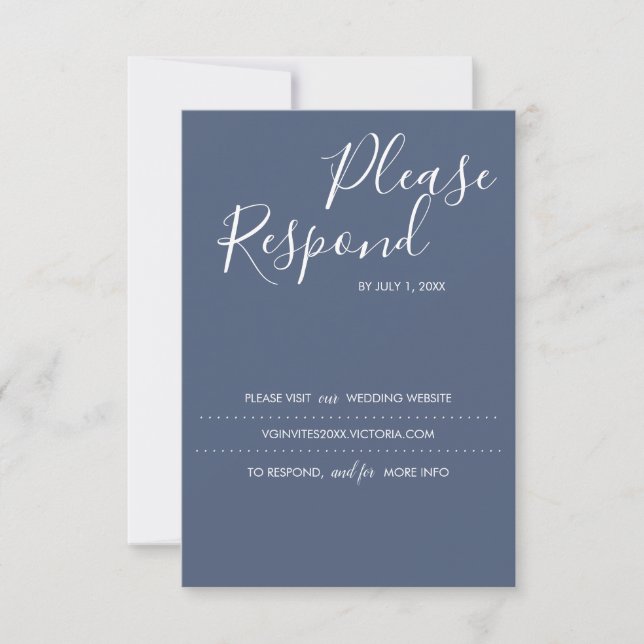 Navy Blue RSVP Card, Wedding Website Karte (Vorderseite)