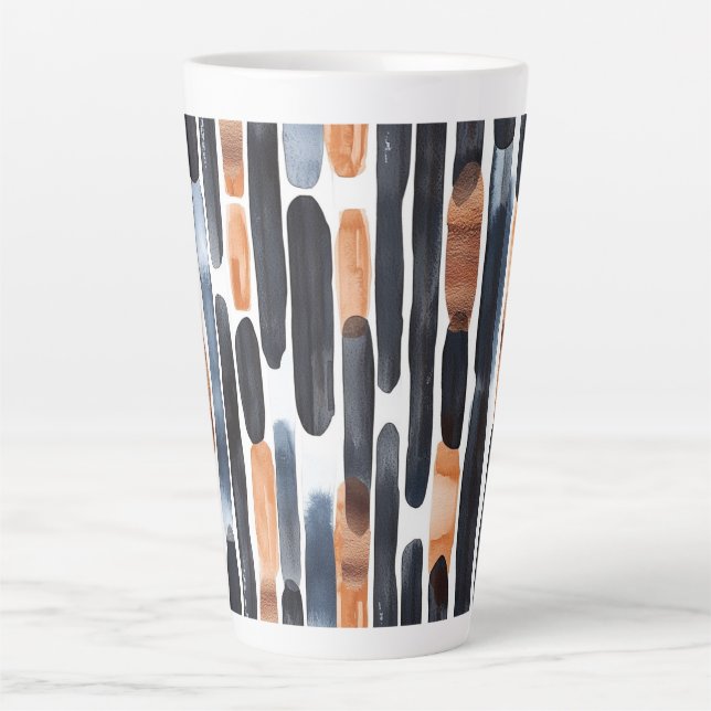 Navy Blue Rust Orange Stripes Milchtasse (Vorderseite)