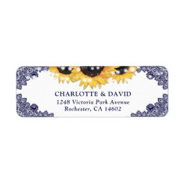 Navy Blue Rustic Chic Sonnenblume Rücksendeadresse