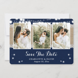 Navy Blue Rustic Country Wedding Foto Save The Date