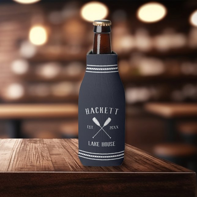 Navy Blue Rustico Oars Personalisiert Lake House Flaschenkühler (Von Creator hochgeladen)