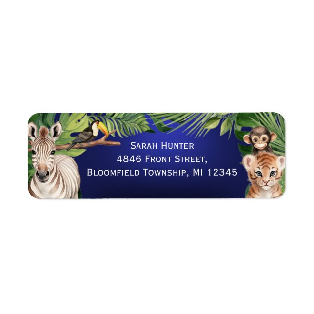 Navy Blue Safari Tiere 1. Geburtstagsrückgabe (Vorne)
