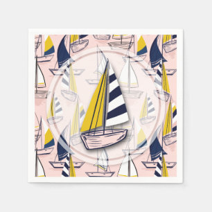 Navy Blue Sailboote Party Serviette