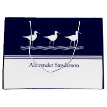 Navy Blue Sandpiper Bird mit eigenem Mit Monogramm