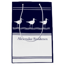 Navy Blue Sandpiper Bird mit eigenem Mit Monogramm