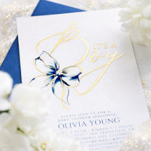 Navy Blue Schleife Elegante moderne Baby-Party für