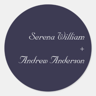 Navy Blue Schlicht Modern Solid Wedding Runder Aufkleber
