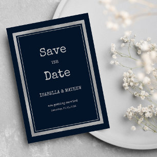 Navy-Blue-Schreibmaschinenschrift-Schriftart Save  Einladung