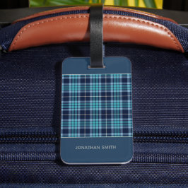 Navy Blue Scottish Tartan Pattern Gepäckanhänger