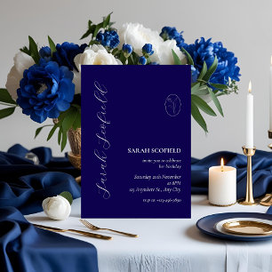 Navy Blue Script 30th Birthday Invitation