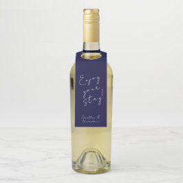 Navy Blue Script Begrüßungsmeldungsmarke Flaschenanhänger