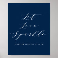 Navy Blue Script Gelassen Liebe Sparkle Wedding