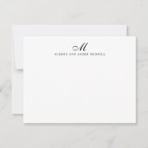 Navy Blue Script Monogram Modern Stationery Mitteilungskarte