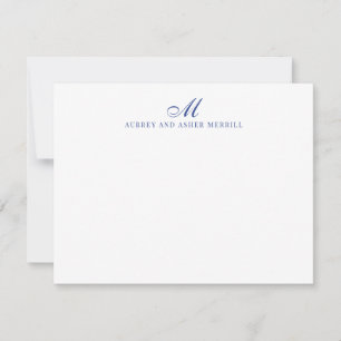 Navy Blue Script Monogram Modern Stationery Mitteilungskarte