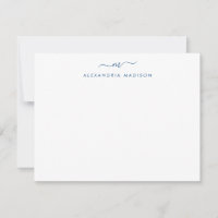 Navy Blue Script Monogram Modern Swash Stationer