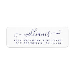 Navy Blue Script Nachname-Rücksendeadresse