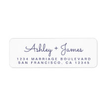 Navy Blue Script Names Wedding Rücksendeadresse