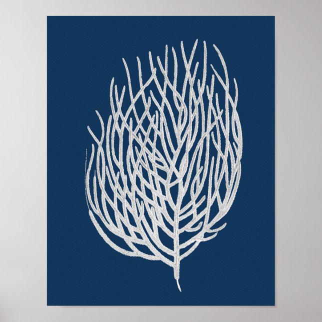 Navy Blue Sea Coral #9 Stranddekoration Kunst Poster (Vorne)