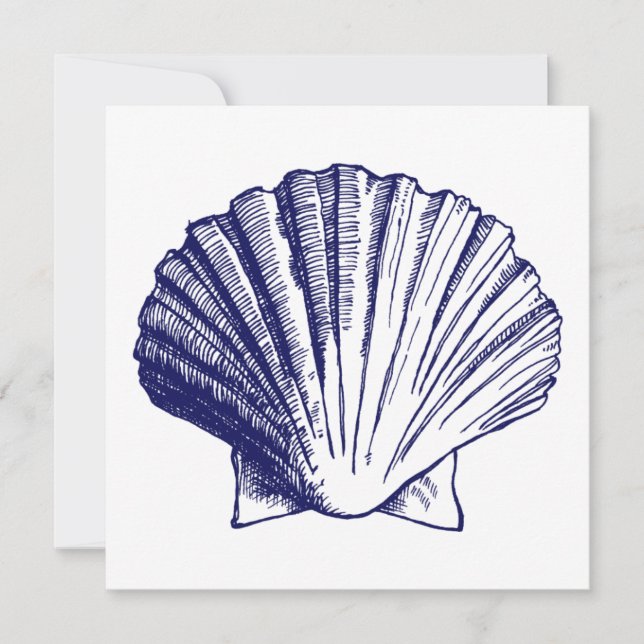 Navy Blue Sea Muschel Luau Empfang Einladung (Vorderseite)