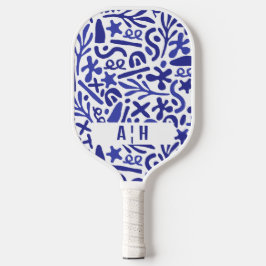 Navy Blue Seamless Muster | Modernes Monogramm Pickleball Schläger