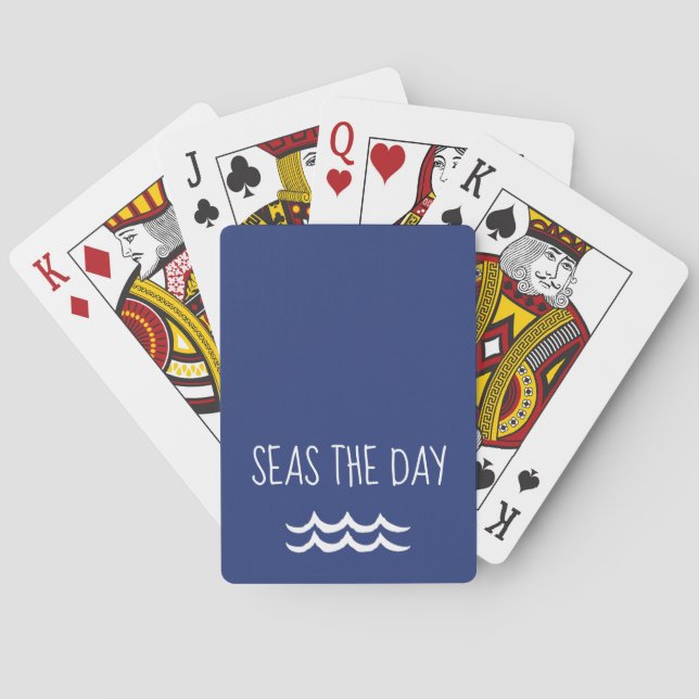 Navy Blue Seas the Day Waves Nautic Spielkarten (Rückseite)