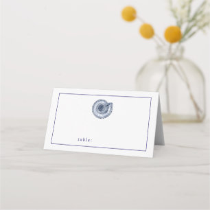 Navy Blue Seashell Blank Table Guest Platzkarte