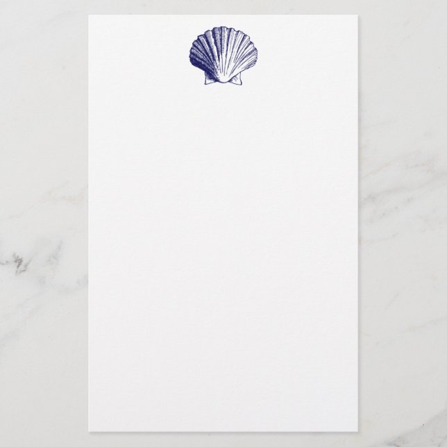 Navy Blue Seashell Stationery Briefpapier (Vorderseite)