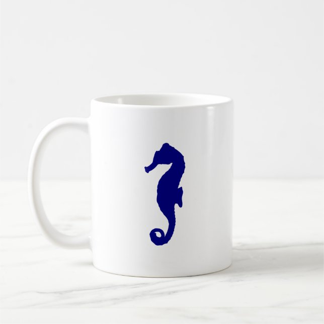 Navy Blue Seepferd Kaffeetasse (Links)