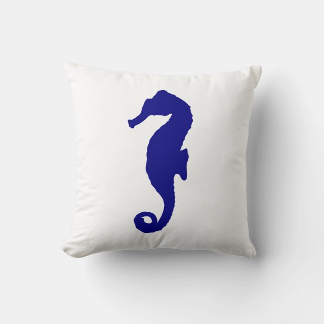 Navy Blue Seepferd Kissen (Vorderseite)