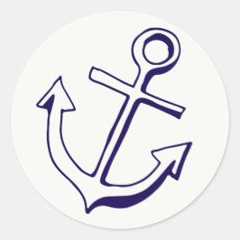 Navy Blue Ship Anchor Nautical Wedding Party Runder Aufkleber