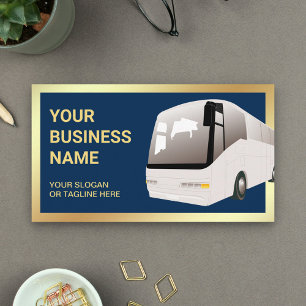 Navy Blue Sightseeing Tour Bus Agent Visitenkarte