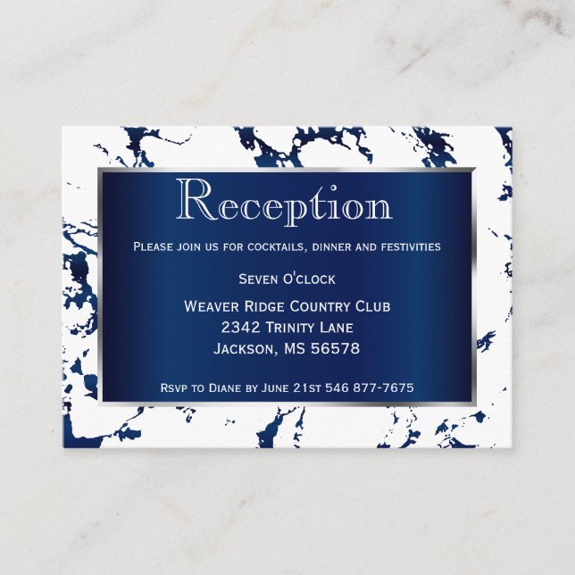 Navy Blue, Silver and White - Empfang Begleitkarte (Vorderseite)