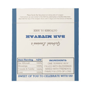 Navy Blue & Silver Bar Mitzvah Candy Wrappers Notizblock
