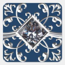 Navy Blue Silver Blühte Umschlag Aufkleber