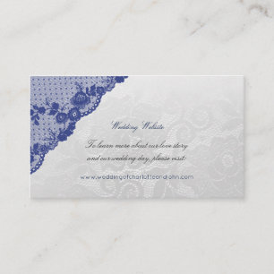 Navy Blue Silver Delicate Script Wedding Website Begleitkarte