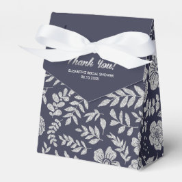Navy Blue Silver Floral Pattern Brautparty Geschenkschachtel