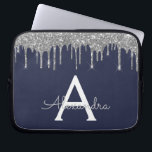 Navy Blue Silver Glitzer Sparkle Monogram Laptopschutzhülle<br><div class="desc">Navy Blue und Silver Imitats Dripping Modern and Elegant Girly Glitzer and Sparkle Elegant Monogram Case. Dieser Fall kann so angepasst werden,  dass er Ihren Anfangs- und Vornamen enthält.</div>