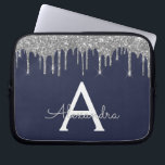 Navy Blue Silver Glitzer Sparkle Monogram Laptopschutzhülle<br><div class="desc">Navy Blue und Silver Imitats Dripping Modern and Elegant Girly Glitzer and Sparkle Elegant Monogram Case. Dieser Fall kann so angepasst werden,  dass er Ihren Anfangs- und Vornamen enthält.</div>