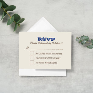 Navy Blue & Silver RSVP Card