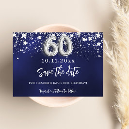 Navy Blue Silver Stars 60. Geburtstag Save The Date