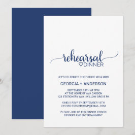 Navy Blue Simple Calligraphy Probe Dinner Einladung